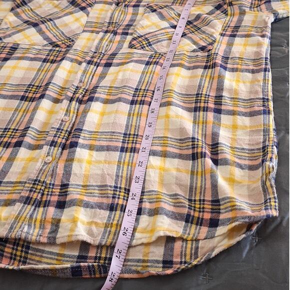 EXPRESS Shirt Women's Medium Boyfriend Flannel Classic Plaid Preppy Comfy Cozy - Picture 5 of 6